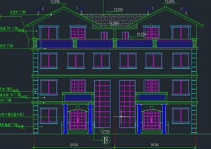 欧式风格三层双拼别墅建筑设计CAD施工图