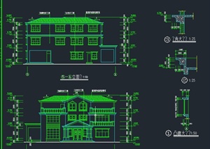 三层欧式别墅建筑设计CAD施工图
