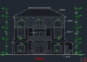 三层欧式风格别墅建筑设计CAD方案图