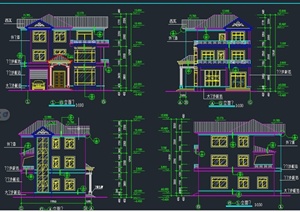 欧式风格三层别墅建筑设计CAD施工图