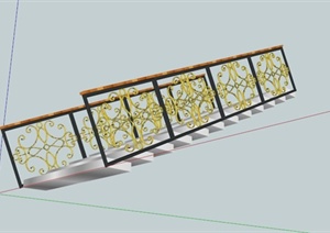新古典室内铁艺栏杆楼梯设计SU(草图大师)模型