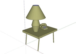 现代简约床头桌子床头灯组合设计SU(草图大师)模型