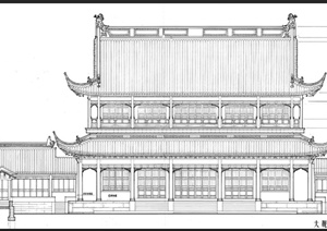 仿古两层文化建筑设计PSD方案图
