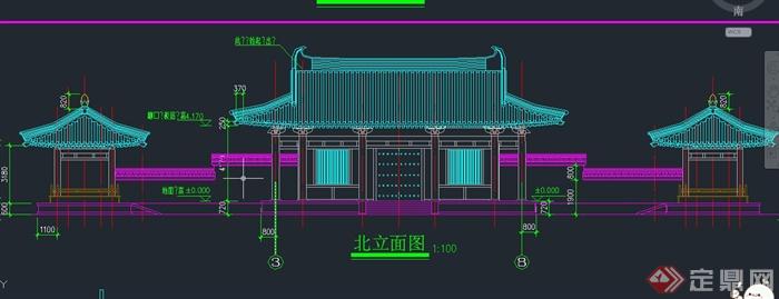 古典中式入口大门门楼设计CAD施工图(1)