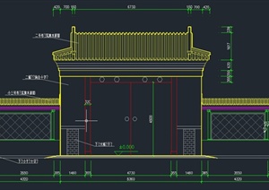 古典中式入口门楼设计CAD施工图
