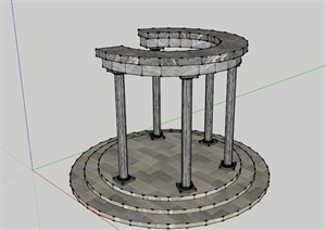 现代半圆形廊架设计SU(草图大师)模型