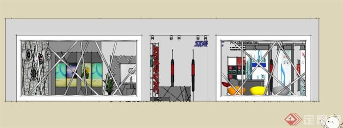 汽车油漆展厅室内装修设计SU模型(4)