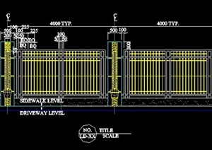 现代铁栏杆大门设计CAD详图
