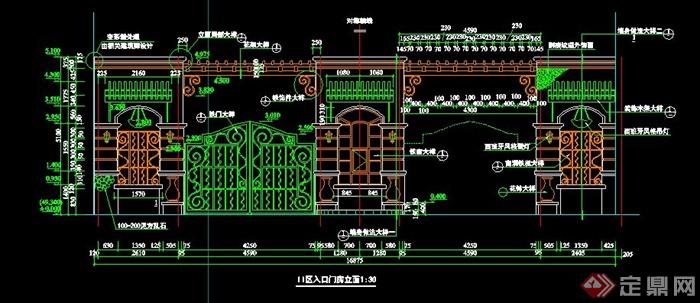欧式铁艺大门设计CAD施工详图(2)