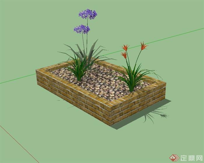 某现代砖砌花池设计su模型(2)