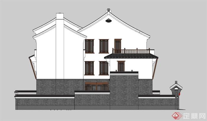 现代中式联排别墅设计SU模型(4)