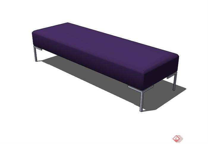 某现代风格室内长条沙发凳设计su模型(1)
