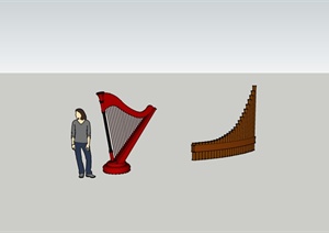 两个乐器设计SU(草图大师)模型