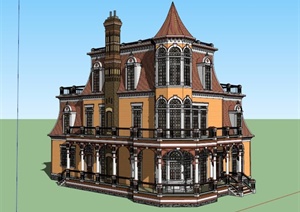维多利亚三层欧式别墅设计SU(草图大师)模型