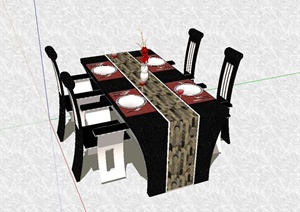 某现代餐厅桌椅设计SU(草图大师)模型