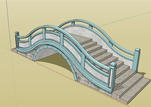 现代中式园桥拱桥设计SU(草图大师)模型
