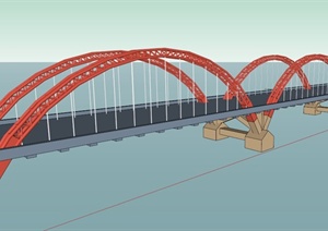 现代拱形镂空桥梁设计SU(草图大师)模型