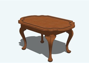 新古典木质对称桌子设计SU(草图大师)模型