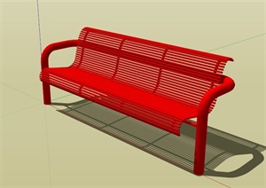 现代红色镂空铁艺户外椅子SU(草图大师)模型
