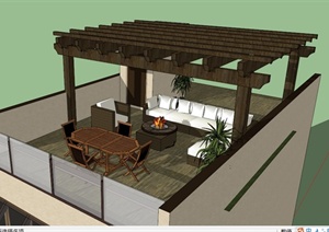 现代屋顶花园景观设计SU(草图大师)模型