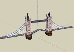 欧式塔楼桥梁设计SU(草图大师)模型