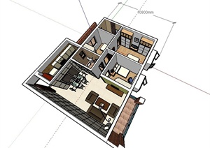 某现代室内住宅空间装饰设计SU(草图大师)模型