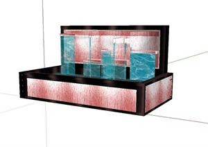 现代方形水池设计SU(草图大师)模型