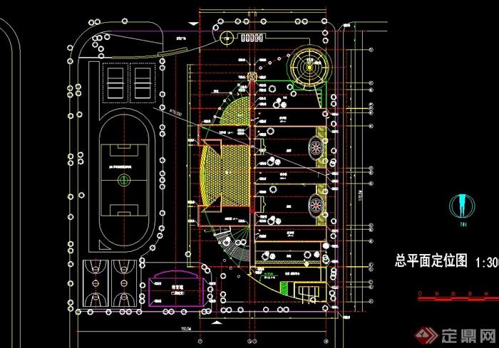 某城市现代小学规划设计cad方案含建筑(1)