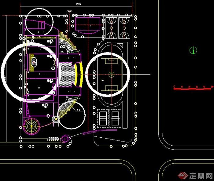 某城市现代小学规划设计cad方案含建筑(2)