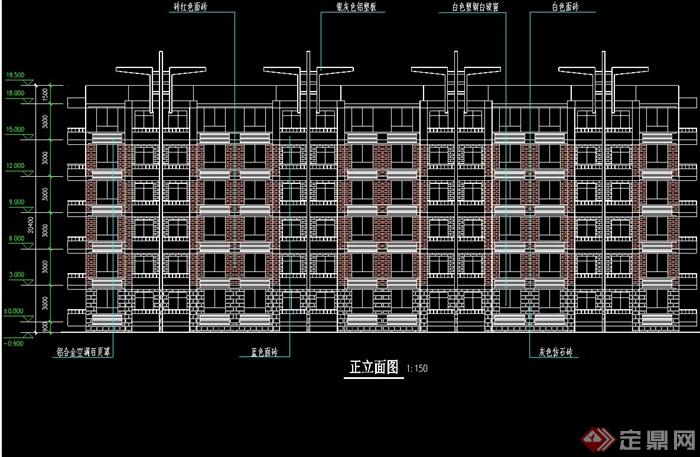 现代风格研究生公寓建筑设计cad方案图(1)