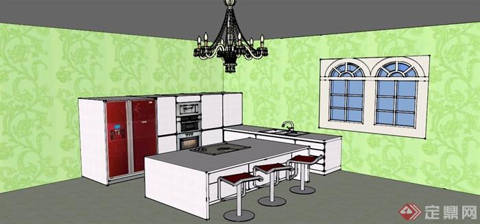 欧式别墅室内设计方案SU模型(2)