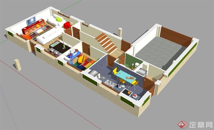 某现代室内装饰空间设计su模型(2)