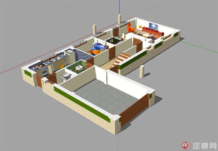 某现代室内装饰空间设计su模型(3)
