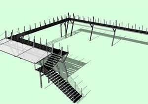 架高景观桥SU(草图大师)模型素材