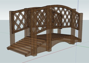 木质景观桥设计SU(草图大师)模型