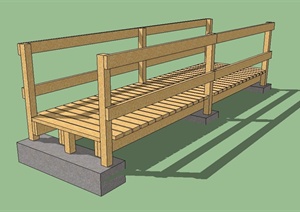 木质平桥设计SU(草图大师)模型