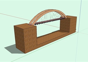 某现代过江桥设计SU(草图大师)模型