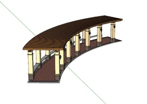弧形欧式廊架设计SU(草图大师)模型
