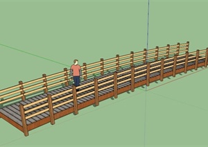 现代木栈道园桥设计SU(草图大师)模型素材