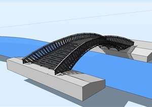 现代风格铁艺拱桥设计SU(草图大师)模型