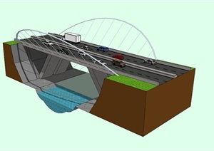 铁栏杆景观桥设计SU(草图大师)模型素材