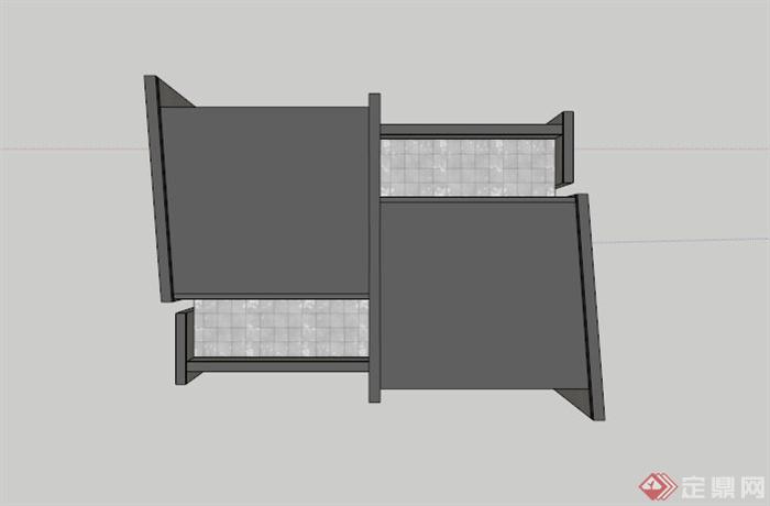 玻璃幕墙中式别墅设计SU模型(2)
