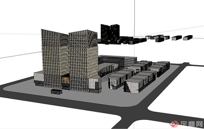 某现代城市中心建筑设计su模型(1)