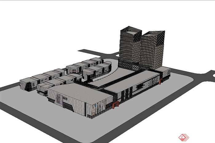 某现代城市中心建筑设计su模型(3)