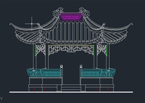 古典中式长六角亭设计CAD详图