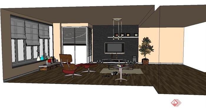 某现代室内精致客厅设计su模型(3)