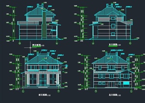 三层独栋别墅建筑设计CAD施工图
