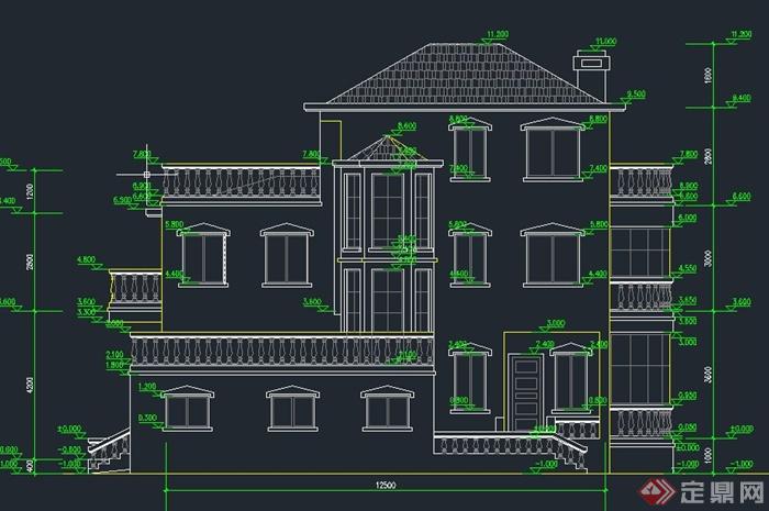 三层独立别墅建筑设计CAD施工图(2)