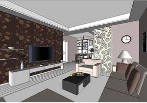 现代风格完整室内空间装饰设计SU(草图大师)模型