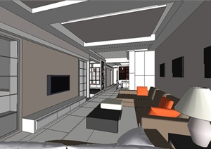 现代风格住宅空间设计SU(草图大师)模型